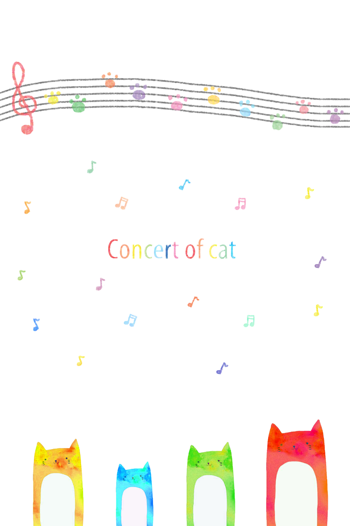 猫の音楽会の壁紙 めんこい めんこい